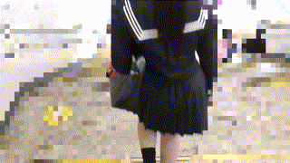 y038【無料エロ動画】（紺セーラー白リボンちゃん034） エロGIF 2